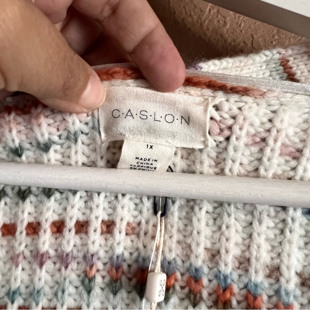 Caslon Nordstrom Cozy Multicolor Knit Cardigan Button Up Sweater Size 1X NWT - Picture 7 of 12